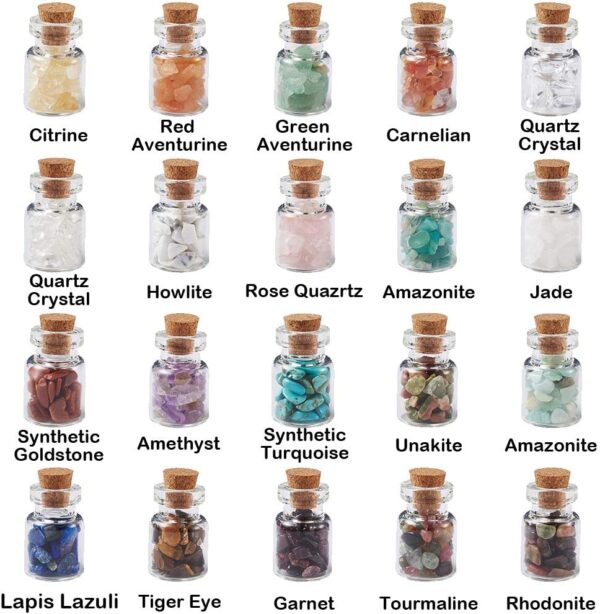 Cheriswelry 20pcs Mini Gemstone Wishing Bottles Set for Jewelry Making Home Decoration - Image 3