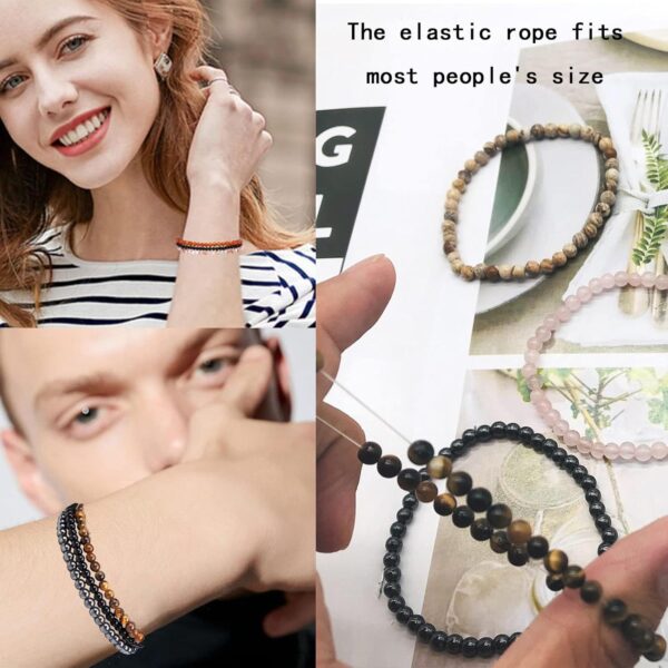 TERRIFI 6 PCS 4mm Mini Semi - Precious Gemstones, Beaded Bracelets for Women Men Healing Stone Bracelet Crystal, Beaded Bracelet Adjustable Elastic Stretch Bracelet Unisex Jewelry Gifts - Image 3