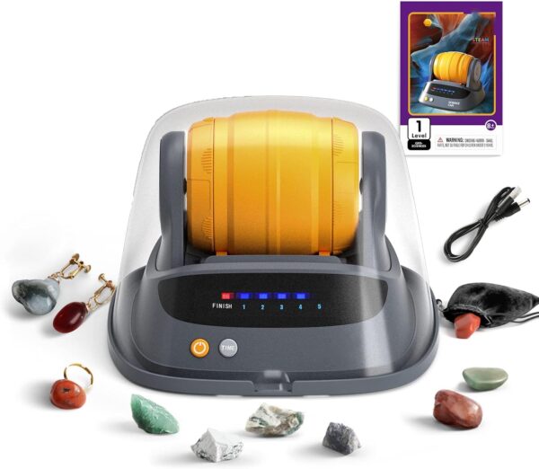 Rock Tumbler Kit for Kids, Hobby Edition includes 9 Rough Gemstones, Polishing Grits, Jewelry Fastenings, Noise Reduction Cover - Educational STEM Science Kit for 8+ Year Old Kids Rock Polisher - Image 2