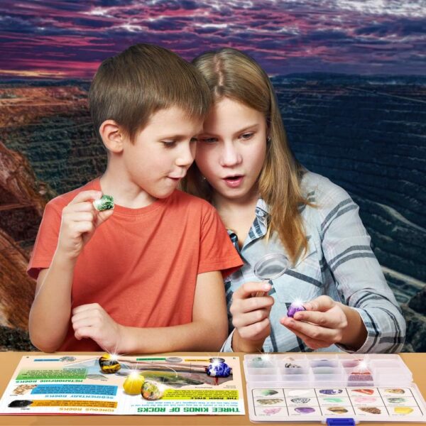 XXTOYS Kids Rocks Collection - 15-Piece Rock Collections for Kids - Cool Geology Gem Kit with Identification Sheet - Gemstones Set Box with Learning Guide and Storage Case - Educational Gift for Kids - Image 6
