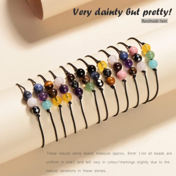 VLINRAS Zodiac Bracelets for Women Men, 6mm Natural Stone Horoscope Bracelets Healing Gemstone Crystals Zodiac Gifts - Image 6