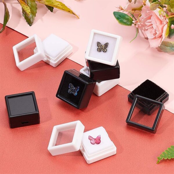 Azonee Mini Square Acrylic Jewelry Box, 36 Pack Gemstone Display Box Container with Clear Top Lids and Sponge for Festival Gems, Coins，Jewelry Packing, White - Image 7