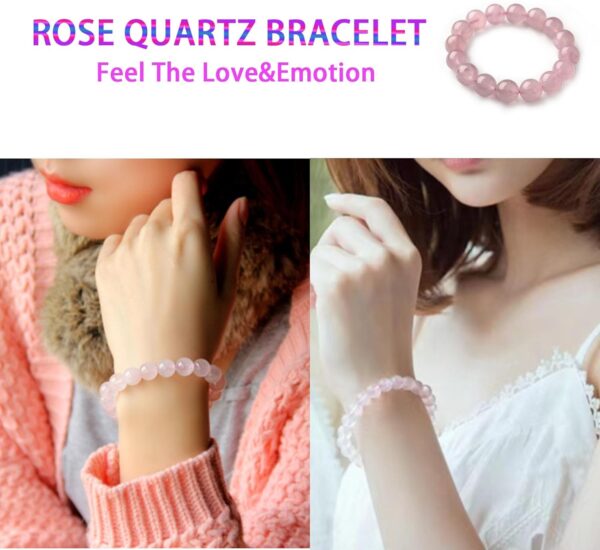 1PCS Natural Gemstone Bracelet,Rose Quartz Bracelet,Healing Crystal Bracelet, Stone Bracelet Bracelets for Women Men Girls Gifts (Unisex)，Bead Size 8 mm(0.31") - Image 5