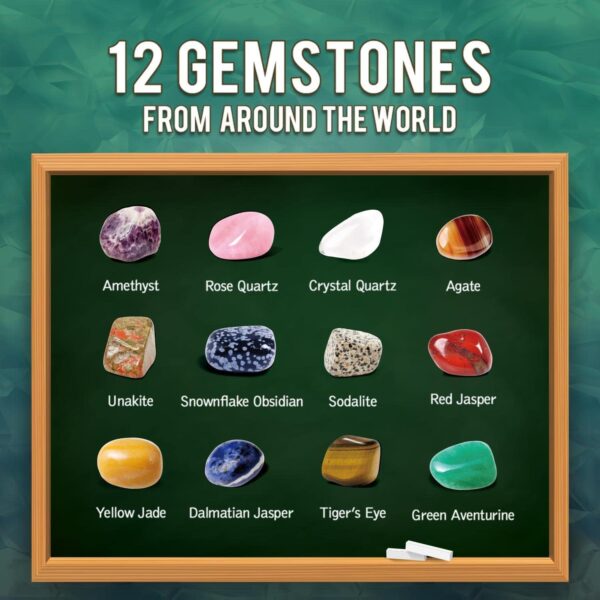 UKR I Dig Gems 12 pc Rocks Mining Gemstones Digging Kit Science Excavation Sets STEM Toys Kids 6 7 8 9 Year Old - Image 5