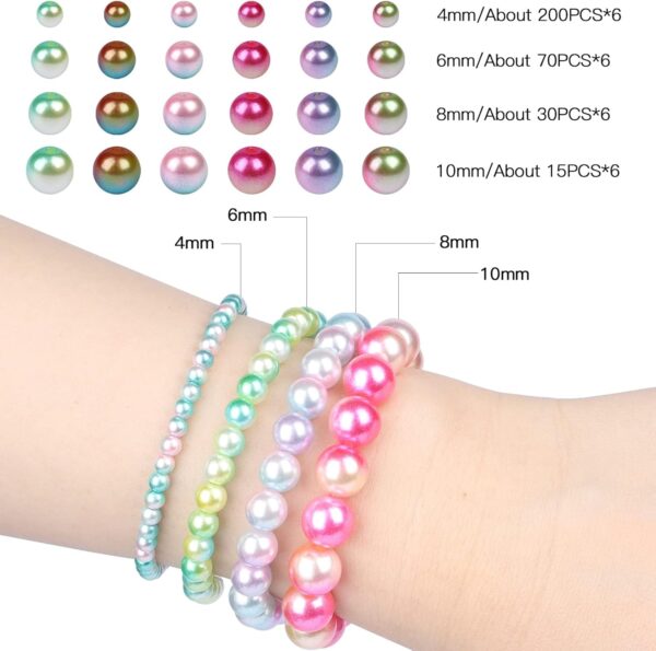 ELECDON 1890Pcs Multicolored Pearls Beads, Loose Round Spacer Beads, Smooth Rainbow Faux ABS Beads for Jewelry Making, Bracelets, Earrings, Necklaces, DIY Crafts 4 6 8 10mm - Image 3
