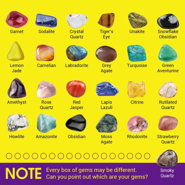 XXTOYS Rocks Collection 25PCS Rock and Mineral Education Set Gemstones for Kids Geology Gem Kit with Healing Chakra Gemstones, Tumbled Stones and More Identification Guide STEM Science Education - Image 5