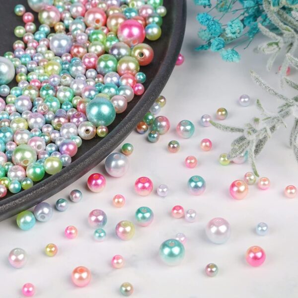 ELECDON 1890Pcs Multicolored Pearls Beads, Loose Round Spacer Beads, Smooth Rainbow Faux ABS Beads for Jewelry Making, Bracelets, Earrings, Necklaces, DIY Crafts 4 6 8 10mm - Image 5