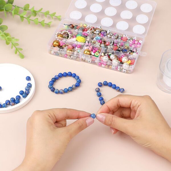 45 Pcs Dark Blue Beads Gemstone Beads Colorful Round Stone Beads for Jewelry DIY Making Handmade bead material weaving (Dark blue) - Image 5