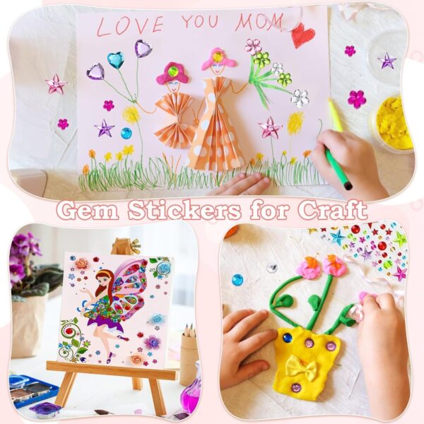 3200 Pcs Gems Stickers for Kids Crafts, 10 Sheets Self Adhesive Gems Jewels Stickers for Crafts, Bling Gemstone Stickers Decorative Diamond for Makeup & DIY, Muti Colors, Shapes, Sizes (3200pcs) - Image 8
