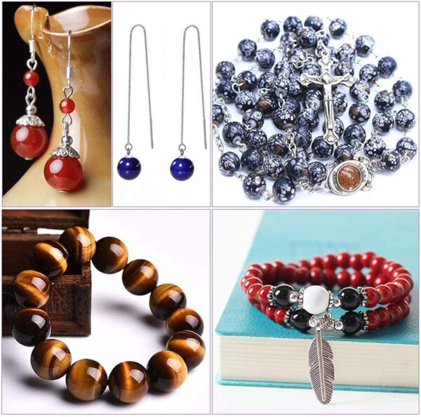 Fishdown 418 pcs 8mm Crystal Beads for Jewelry Making, Natural Stone Healing Beads for Bracelets, Gemstone Beading & Jewelry Necklace Making DIY Kit - Image 7