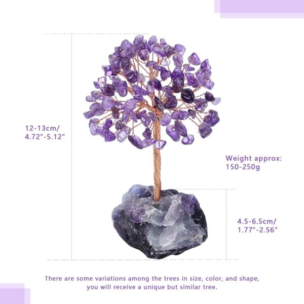 Khazna Amethyst Healing Crystal Tree Natural Reiki Crystals Gemstone Stone Base Copper Wire Tree Life Money Trees Feng Shui Money Tree Reiki Spiritual Energy Tree for Home Office Desk Decor Good Luck - Image 7