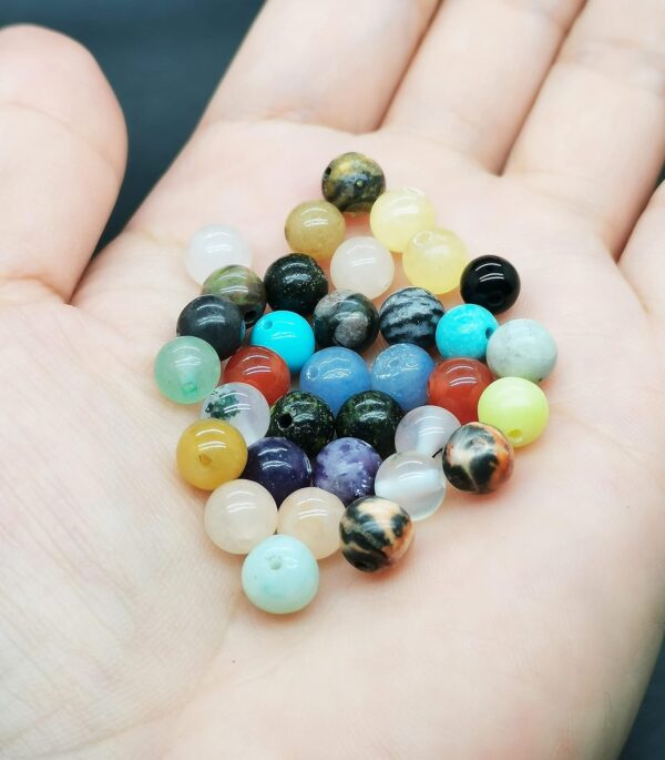 Maonewque 1200pcs 6mm Natural Round Stone Beads Real Gemstone Beading Loose Gemstone Hole Size 1mm DIY Smooth Beads for Bracelet Necklace Earrings Jewelry Making,Box Packed(24 Material -A,6mm) - Image 8