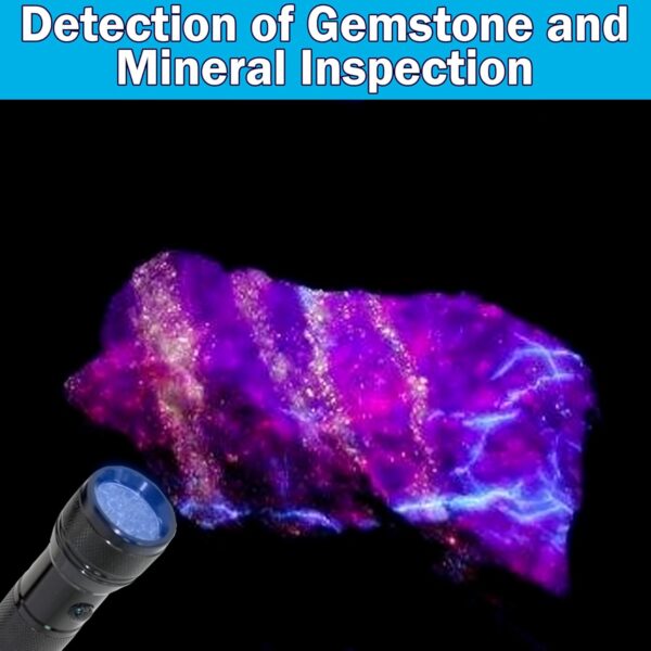 HQRP 12 LED 365 nm UV Flashlight Black light for Minerals Inspection Identification, Ultraviolet Gemstone Detection + HQRP UV Meter - Image 5