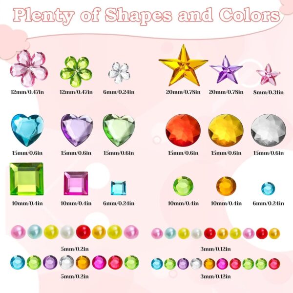 3200 Pcs Gems Stickers for Kids Crafts, 10 Sheets Self Adhesive Gems Jewels Stickers for Crafts, Bling Gemstone Stickers Decorative Diamond for Makeup & DIY, Muti Colors, Shapes, Sizes (3200pcs) - Image 3