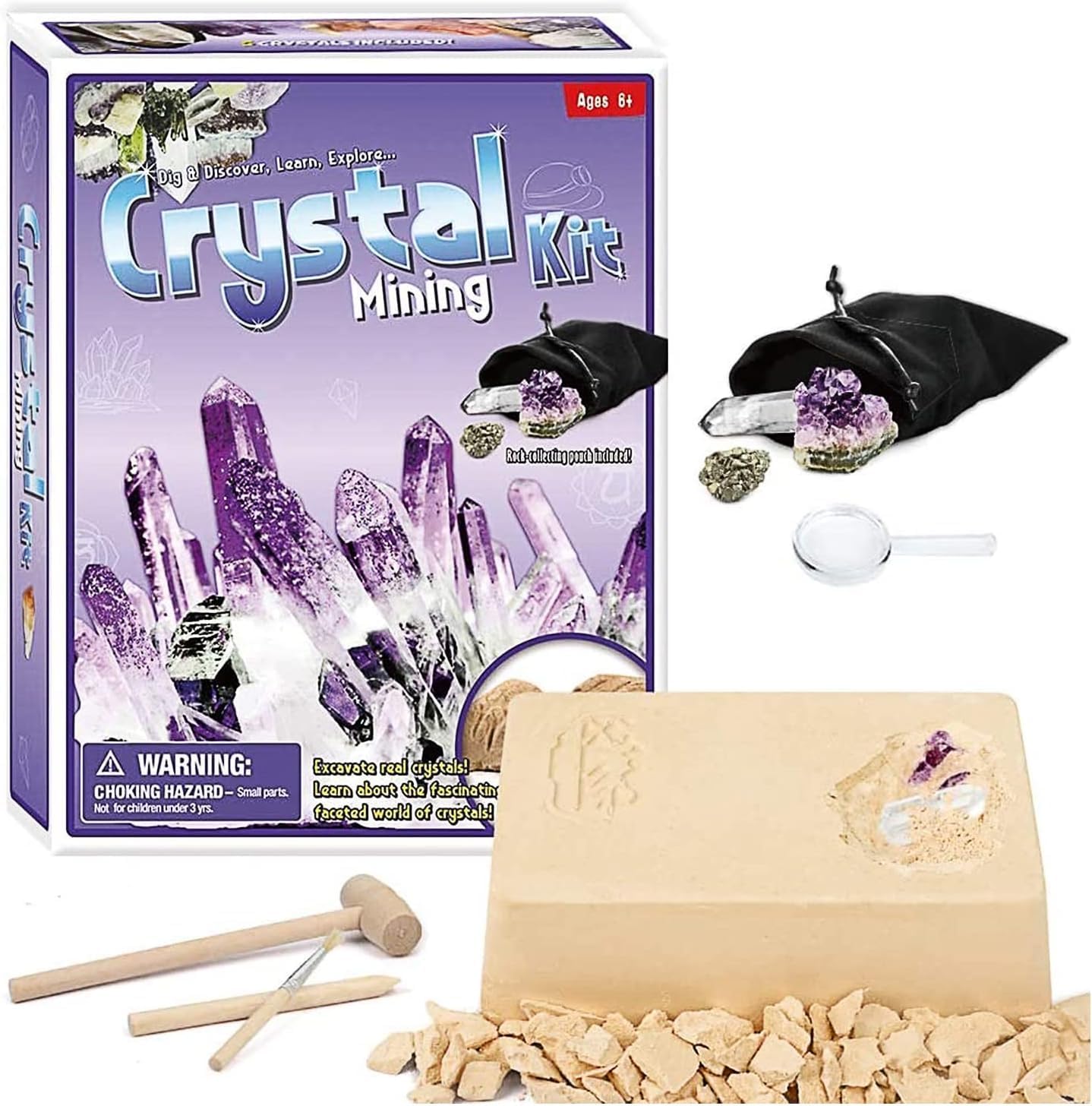 UKR Crystals Dig DIY Mining Kit Science Geology Set Educational Learning STEM Toy Gems Digging 5 Natural Crystals Excavation for Kids Party Giveaways Craft - Image 2