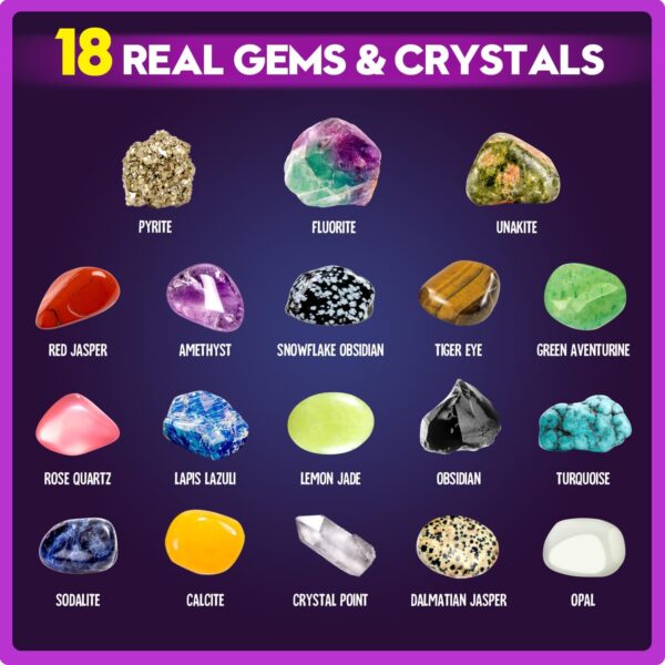 Dr. Daz Minerals Excavation Set Jumbo Gemstone Experiment Set Digging Real Jewel & Stones Yourself with Hammer and Chisel, Birthday Party Set for Children from 6 7 8 9 10 Years - Image 7