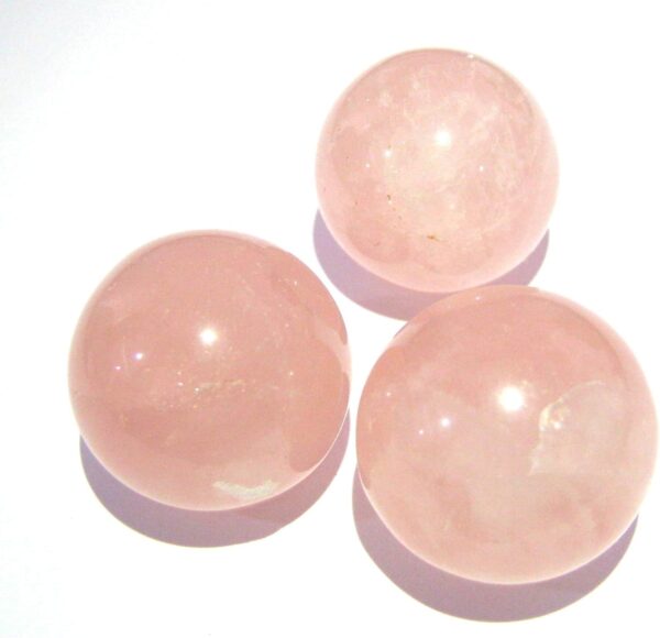 crystalmiracle Set of Three Rose Quartz 24 MM Spheres Crystal Healing Reiki FENG Shui Gift Positive Energy Peace Wellness Gemstone Aura Love Relations VAASTU - Image 2
