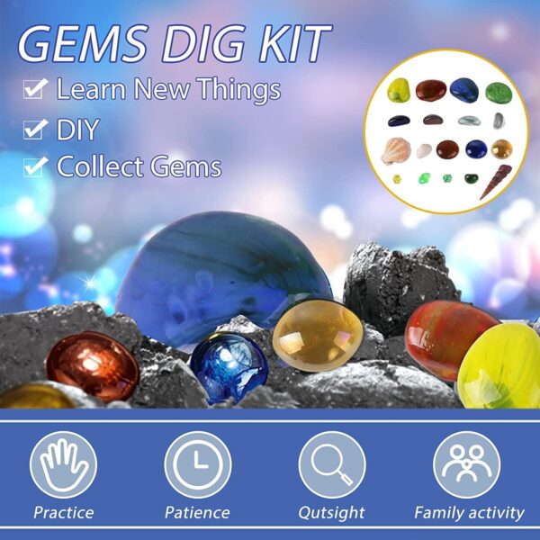 UKR Gems Dig 17 Gemstones Science STEM Educational Learning Kit Kids History Paleontology Archaelogy - Image 4