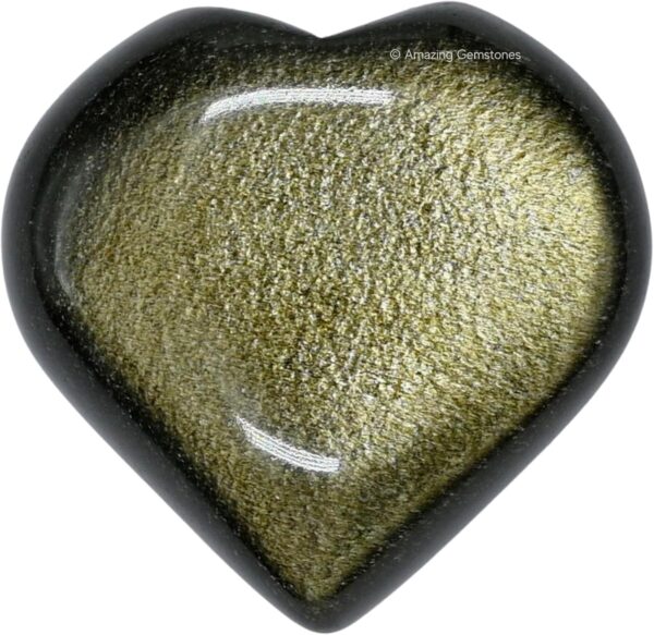 Amazing Gemstone Golden Sheen Obsidian Crystal Heart Palm Stone - Pocket Massage Worry Stone for Natural Body Chakra Balancing, Reiki Healing and Crystal Grid - Image 2