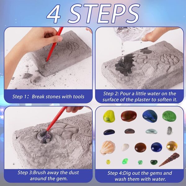 UKR Gems Dig 17 Gemstones Science STEM Educational Learning Kit Kids History Paleontology Archaelogy - Image 5