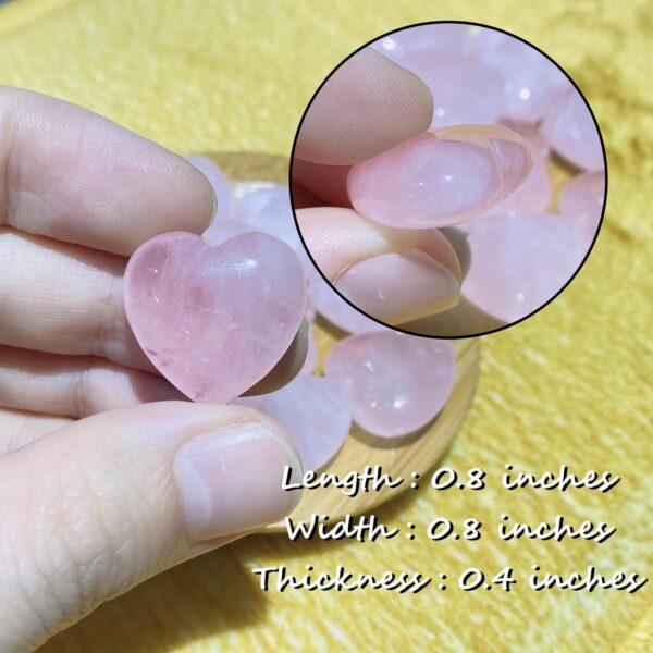 10 PCS 0.8 * 0.8 Inches Thicken Heart Crystals Amethyst Natural Healing Crystal Polished Hearts Carved Stones Rose Quartz Palm Gemstones Reiki Energy Balancing Worry Stone Meditation Love Gift - Image 7