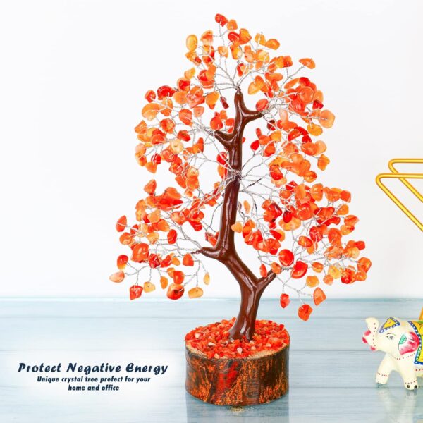 YATHABI Carnelian Feng Shui Gemstone Crystal Tree Bonsai Trees for Chakra Healing Stone Crystals Good Luck House Decoration Spiritual Gift Office Table Décor Size 10-12 Inch (Silver Wire)… - Image 7