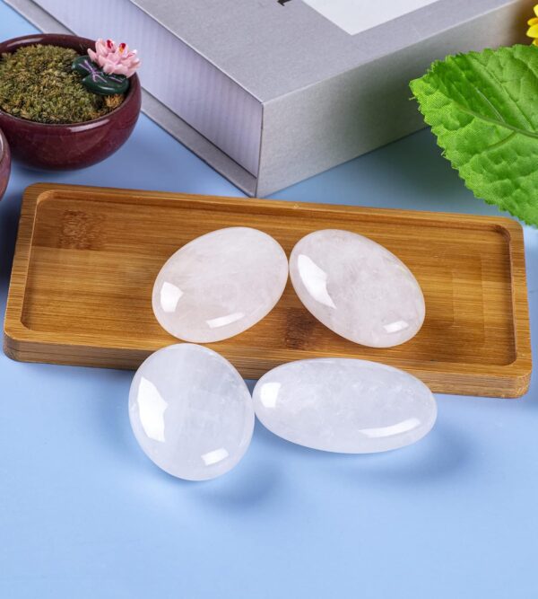 UFEEL Clear Quartz Palm Stone Crystal - Natural Chakra Therapy Polished Healing Crystal Oval Pocket Gemstone for Anxiety Stress Relief - Image 4