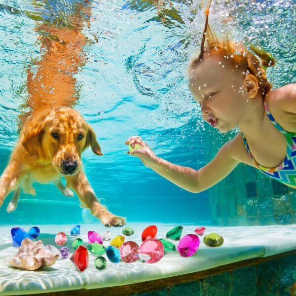 Tazweeq 2Pcs Diving Gemstone Pool Toys, Colorful Summer Swimming Toys with 2 Pirate Treasure Chests, Underwater Set for Parties, Birthday Decoration - Image 7