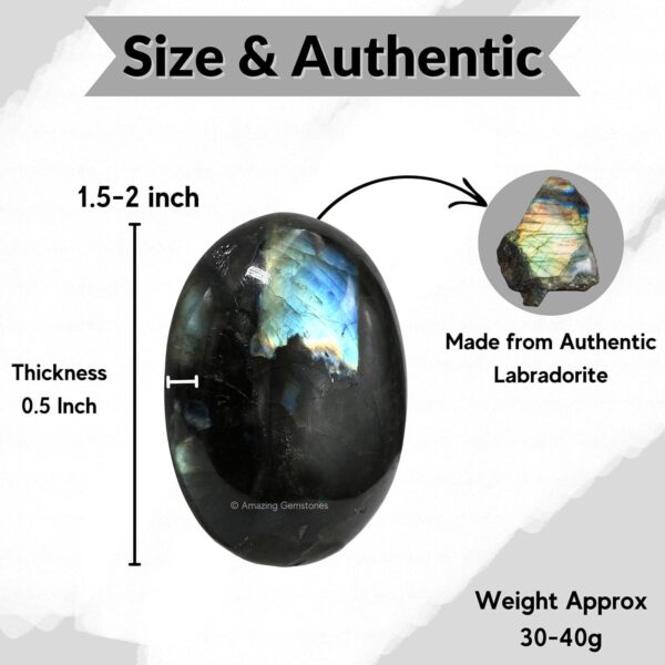 Amazing Gemstone Labradorite Crystals - Large Palm Stone - Crystal for Good Luck, Meditation & Decoration - Unisex - Loose Cut Gemstone - Image 8