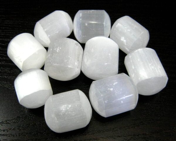 CRYSTALMIRACLE Beautiful set of five selenite tumbled stones crystal healing reiki feng shui gift gemstone - Image 3