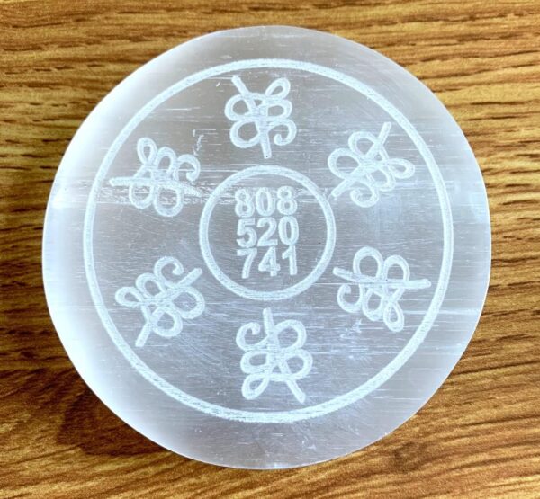 crystalmiracle Selenite 3" Round Numeric Carved Reiki Charging Plate Crystal Healing Gemstone Feng Shui Gift Handcrafted - Image 4