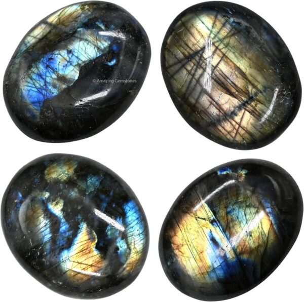 Amazing Gemstone Labradorite Crystals - Large Palm Stone - Crystal for Good Luck, Meditation & Decoration - Unisex - Loose Cut Gemstone - Image 4