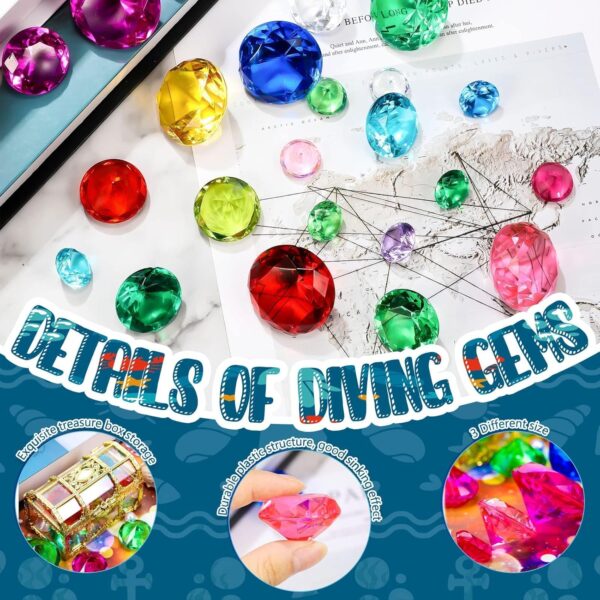 MAKINGTEC Acrylic Gems Toys, 13 Pcs Colorful Diamond Gem, Summer Underwater Acrylic Gemstones Set, Diving Gem Toys, Swimming Pool Party Favors for Kids - Image 7