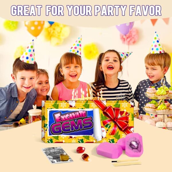 AYEBIA Gemstone Dig Kit - 12 Real Gemstone & Crystal Kids Gems Digging Kit Mineral & Rock Collection for Kids Archaeology Geology Science Educational Gift STEM Toys for Boys & Girls - Image 6