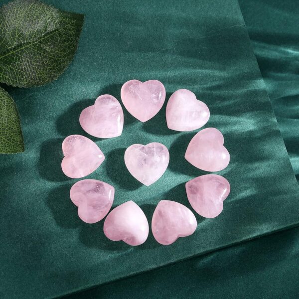 10 PCS 0.8 * 0.8 Inches Thicken Heart Crystals Amethyst Natural Healing Crystal Polished Hearts Carved Stones Rose Quartz Palm Gemstones Reiki Energy Balancing Worry Stone Meditation Love Gift - Image 4