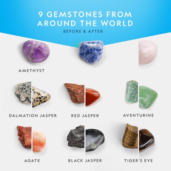 Blue Marble NATIONAL GEOGRAPHIC Rock – Mega Madagascar Gemstone Pack, .5lb of Gemstones Including Rose Quartz, Jasper, Labradorite, & More, Tumbler Grit & Jewelry Settings Hobby Rock Tumbler Kit - Image 7