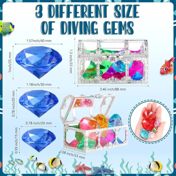 Tazweeq 2Pcs Diving Gemstone Pool Toys, Colorful Summer Swimming Toys with 2 Pirate Treasure Chests, Underwater Set for Parties, Birthday Decoration - Image 3