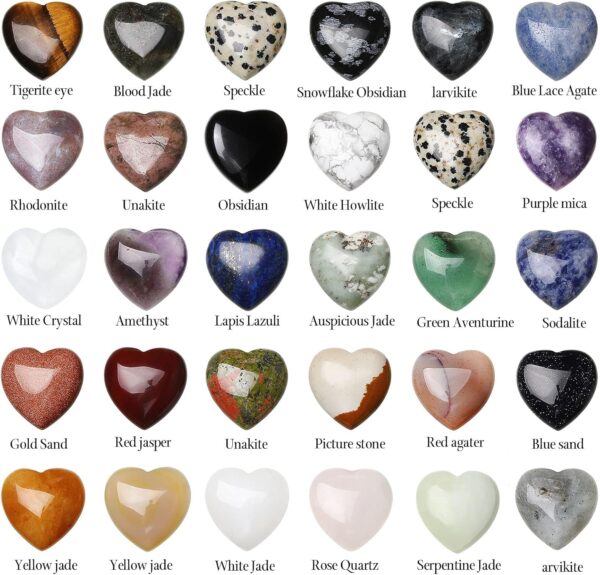 KASTWAVE Decorative Rocks, 30 Pieces Natural Healing Crystal Love Pocket Gemstone, Fish Tank Stone Vase Filler Palm Thumb Stone Decorative Stone Beach Aquarium Pebble Flat Succulent Marble for Vase - Image 3