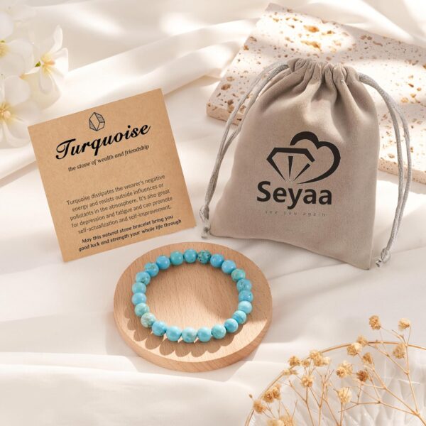 Seyaa Stress Relief Anxiety Yoga Bracelet, Natural Crystal Stone Healing Gifts for Women Men Teens, Stone, no gemstone, Green - Image 7