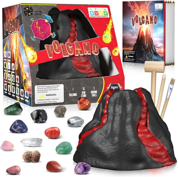 AM ANNA Gemstone Dig Kit, Dig up 15 Real Gemstones, Rocks Collection Kit, Volcanic Minerals Dig Kit Kids Activities STEM Science & Educational Toys for Boys, Girls - Image 2