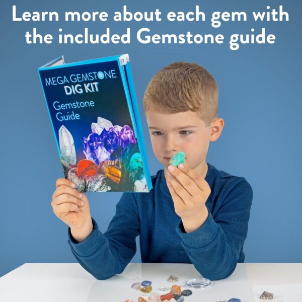 Science Kidz Mega Gemstone Dig Kit - 20 Real Life Gems & Crystals - Gemstones Excavation Kits For Kids - Gem Stones Digging Kit Set - Dig For Gems, Stones, Crystals & Rocks - Image 3