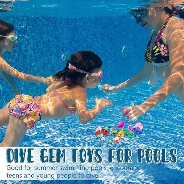 Tazweeq 2Pcs Diving Gemstone Pool Toys, Colorful Summer Swimming Toys with 2 Pirate Treasure Chests, Underwater Set for Parties, Birthday Decoration - Image 4