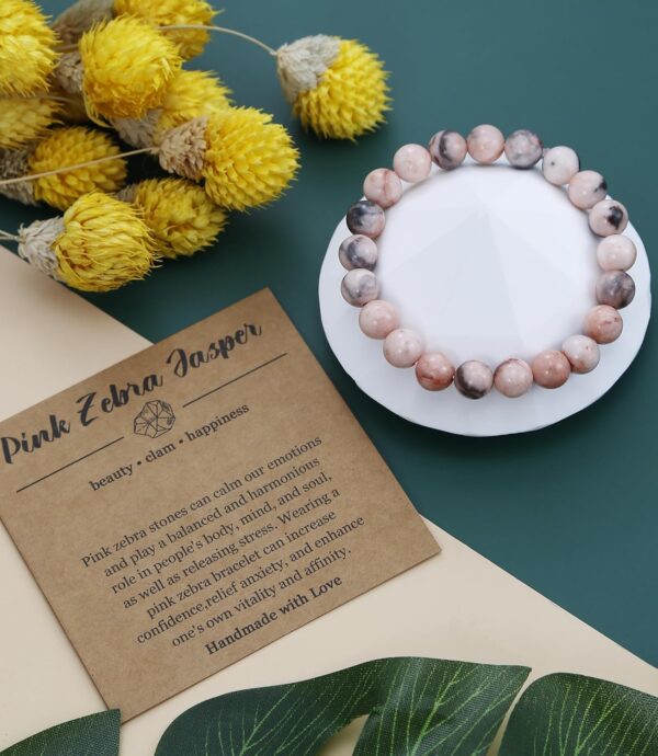 SYOSI 9PCS Crystal Bracelets - 8mm Gemstone Beaded Bracelets, Round Gemstones Stretch Bracelet, Conquer Fear, Yoga Bracelets Jewelry Gifts Precious Bracelets Unisex - Image 6