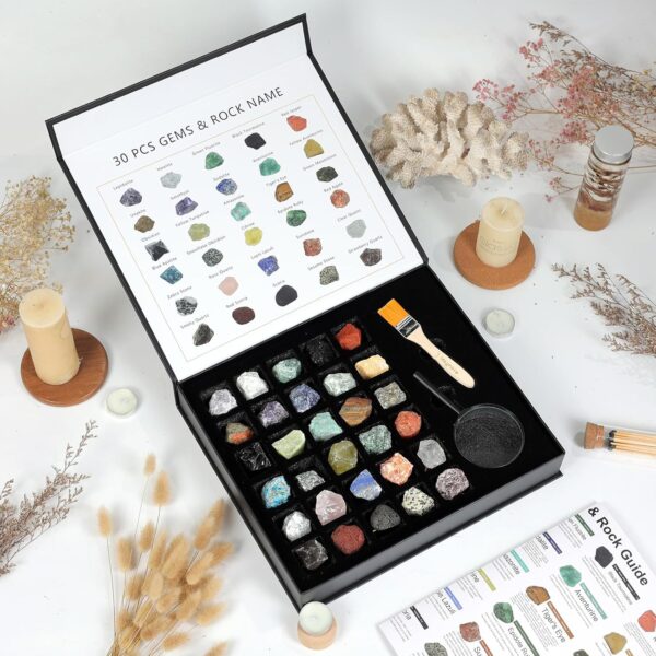 YXZZWL Rock Collection for Kids - 30 Pcs Rocks, Gemstones & Crystals Kit with Learning Guide,Mineral Education Set Geology Science STEM Toys, Earth Science Activity,Gifts for Boys & Girls - Image 9