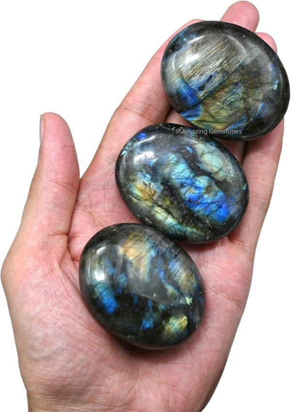 Amazing Gemstone Labradorite Crystals - Large Palm Stone - Crystal for Good Luck, Meditation & Decoration - Unisex - Loose Cut Gemstone - Image 7