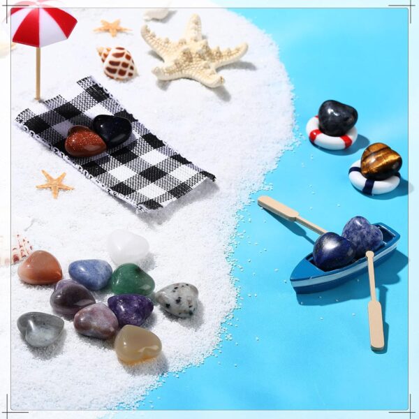 KASTWAVE Decorative Rocks, 30 Pieces Natural Healing Crystal Love Pocket Gemstone, Fish Tank Stone Vase Filler Palm Thumb Stone Decorative Stone Beach Aquarium Pebble Flat Succulent Marble for Vase - Image 8
