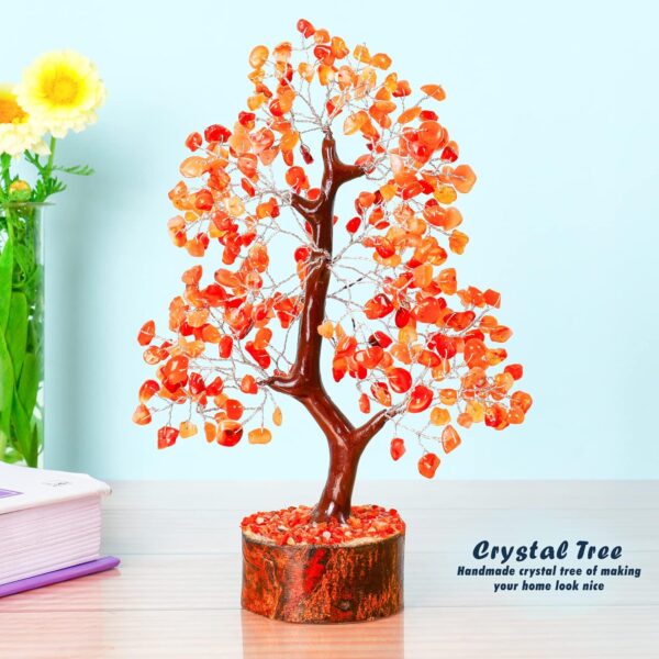 YATHABI Carnelian Feng Shui Gemstone Crystal Tree Bonsai Trees for Chakra Healing Stone Crystals Good Luck House Decoration Spiritual Gift Office Table Décor Size 10-12 Inch (Silver Wire)… - Image 6