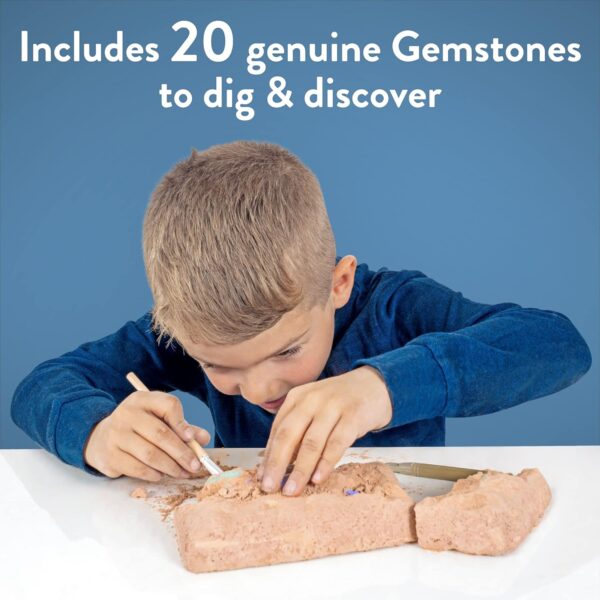 Science Kidz Mega Gemstone Dig Kit - 20 Real Life Gems & Crystals - Gemstones Excavation Kits For Kids - Gem Stones Digging Kit Set - Dig For Gems, Stones, Crystals & Rocks - Image 8