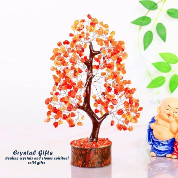 YATHABI Carnelian Feng Shui Gemstone Crystal Tree Bonsai Trees for Chakra Healing Stone Crystals Good Luck House Decoration Spiritual Gift Office Table Décor Size 10-12 Inch (Silver Wire)… - Image 8