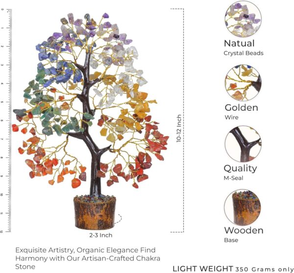 Seven Chakra Crystal Tree, Lucky Crystal Bonsai Tree Gemstone Chakra Tree Chakra Stone Bonsai Tree Gemstone Tree Spiritual Crystal Tree of Life Crystal Decoration for Desk - Money Tree - Home Gifts - Image 6